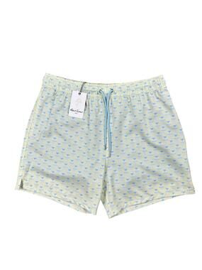Robert Graham Martini Tower Swim Trunks Yellow Blue White — Medium